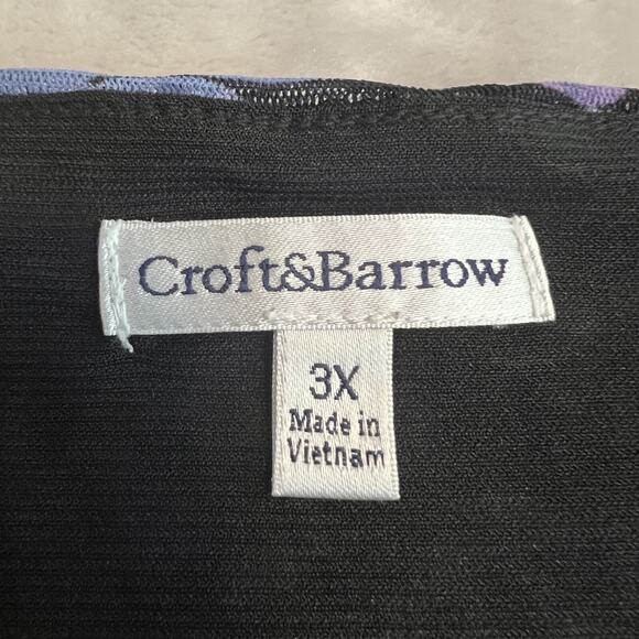 Croft Barrow Top Womens 3X Blue Floral Mesh Overlay Cottagecore Boho Y2K Fairy - Picture 7 of 10